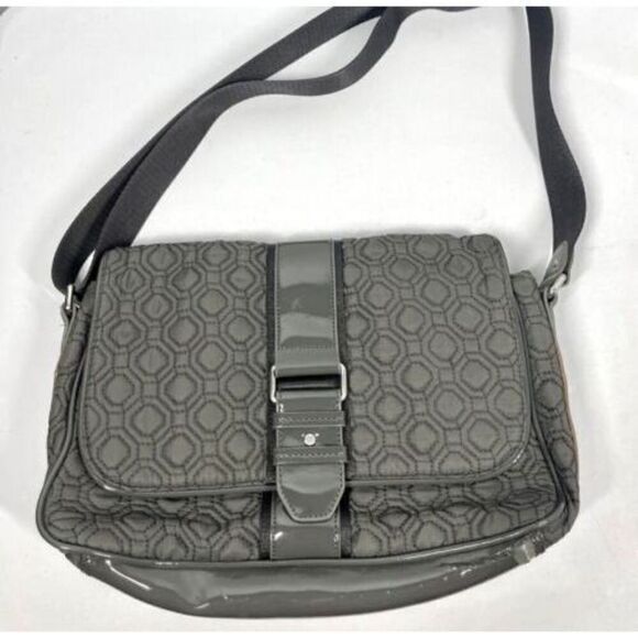Vera Bradley Lay Flat Gray Quilted Tote Messenger Bag - Picture 7 of 10